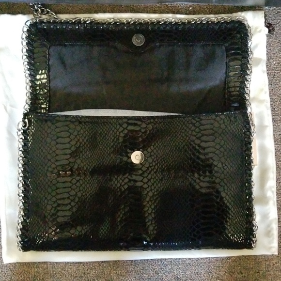 Michael Kors Chelsea Python Embossed Clutch Black - Picture 8 of 8